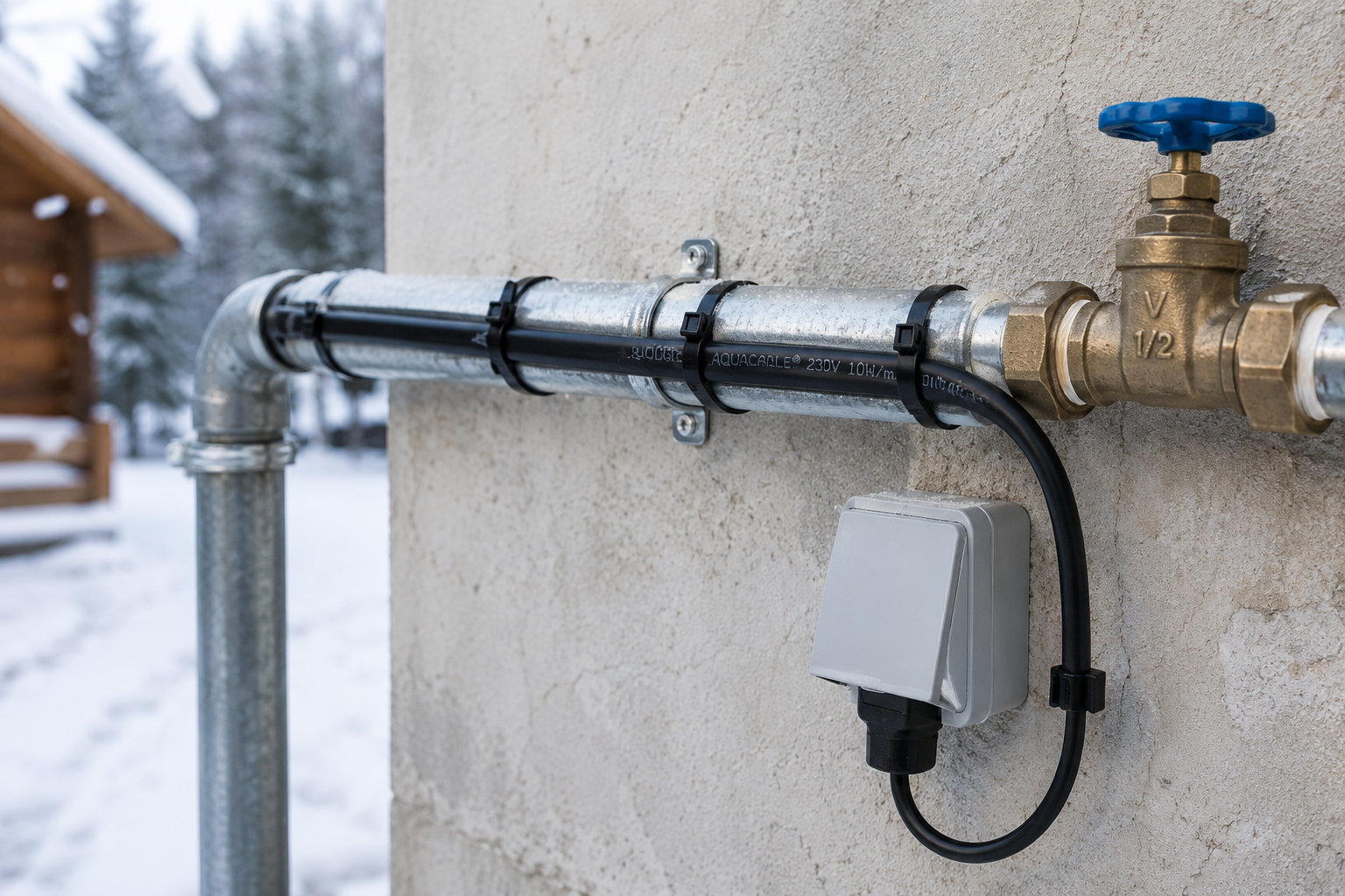 Câble chauffant AquaCABLE avec thermostat intégré pour la protection antigel des canalisations et réseaux d'eau