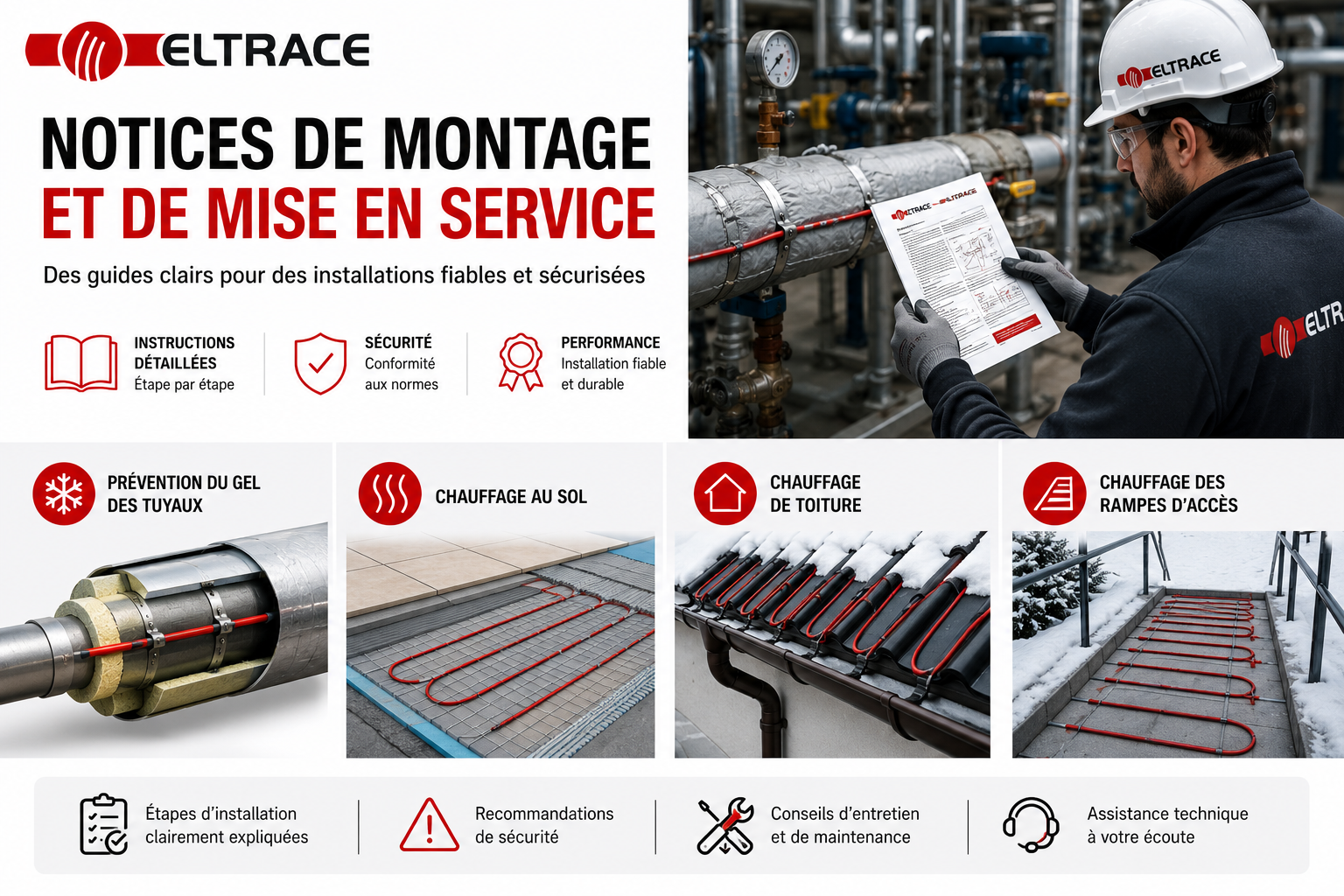 Notices de montage et de mise en service des câbles chauffants ELTRACE